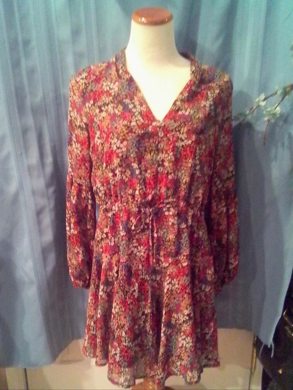 Entro Flattering Cinch Waist Boho Chic Floral Dress